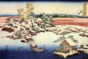 Paysage enneigé sur le fleuve Sumida, Japon