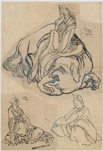 Esquisse préparatoire pour La courtisane Eguchi en tant que Bodhisattva Fugen, période Edo, vers 1806-1811 - Katsushika Hokusai