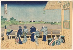 Sazai Hall au Temple des Cinq Cents Arhats (Gohyakurakanji Sazaido), de la série "Trente-six vues du mont Fuji (Fugaku sanjurokkei)"