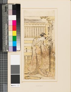 Segawa Kikinojō devant une maison jouant le rôle d