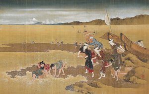 Récolte de coquillages - Katsushika Hokusai