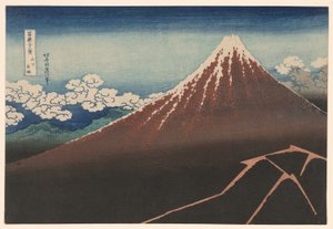 Averse sous le sommet (Sanka hakuu), de la série "Trente-six vues du mont Fuji (Fugaku sanjurokkei)" - Katsushika Hokusai
