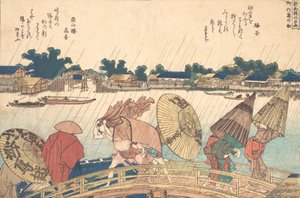 Averse au nouveau pont Yanagi, 1806 - Katsushika Hokusai