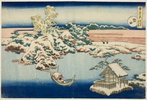 « Neige sur la rivière Sumida », extrait de la série « Neige, Lune et Fleurs » - Katsushika Hokusai