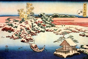Paysage enneigé près de la rivière Sumida, vers 1832