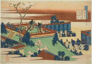 Sojo Henjo, douzième poète de la série Cent poèmes par cent poètes expliqués par la nourrice - Katsushika Hokusai
