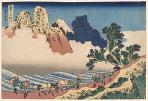 Le dos du mont Fuji vu de la rivière Minobu (Minobugawa Urafuji), de la série Trente-six vues du mont Fuji (Fugaku sanjurokkei) - Katsushika Hokusai