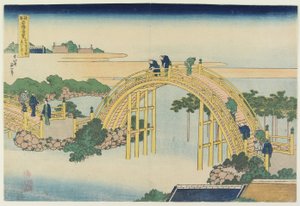 Le pont du tambour au sanctuaire Kameido Tenjin - Katsushika Hokusai