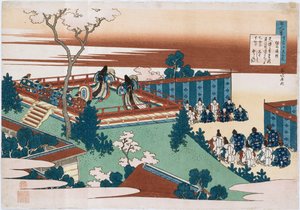 Le poème de Sojo Henjo, de la série "Les Cent Poèmes racontés par la nourrice" - Katsushika Hokusai