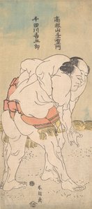 Les lutteurs de sumo Takaneyama Yoichiemon et Sendagawa Kichigoro, vers 1790-93 - Katsushika Hokusai