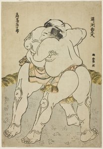 Les lutteurs de sumo Uzugafuchi Kandayu et Takasaki Ichijuro - Katsushika Hokusai