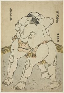 Les lutteurs de sumo Uzugafuchi Kandayu et Takasaki Ichijuro - Katsushika Hokusai