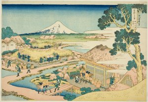 La plantation de thé de Katakura dans la province de Suruga, de la série "Trente-six vues du mont Fuji" - Katsushika Hokusai
