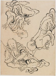 Trois hommes gesticulant - Katsushika Hokusai