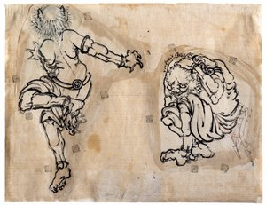 Deux démons Oni, 1830-1839 - Katsushika Hokusai