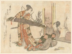 Deux femmes avec un koto - Katsushika Hokusai
