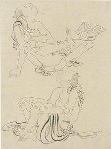 Deux hommes se relaxant en été, période Edo (encre sur papier) - Katsushika Hokusai