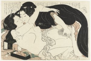 Veuve et jeune homme - Katsushika Hokusai