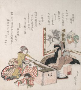 Femmes préparant du thé autour du foyer, 1816 - Katsushika Hokusai