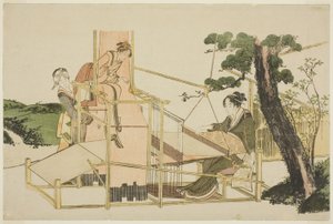 Femmes tissant sur un métier - Katsushika Hokusai