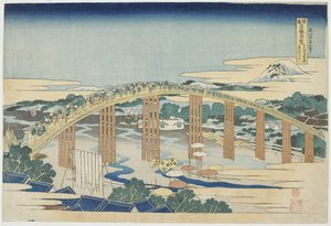 Pont Yahagi à Okazaki sur le Tokaido, 1833-34 - Katsushika Hokusai
