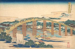 Pont Yahagi à Okazaki sur le Tokaido Tokaido Okazaki Yahagi no hashi, de la série - Katsushika Hokusai
