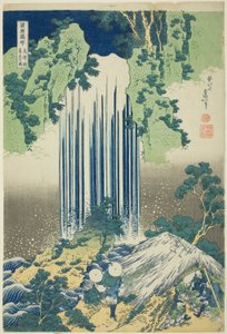 Cascade de Yoro dans la province de Mino (Mino no kuni Yoro no taki), de la série Tour des cascades dans diverses provinces (Shokoku Takimeguri) - Katsushika Hokusai