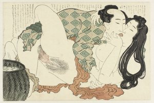 Pêcheur embrassant une plongeuse - Katsushika Hokusai