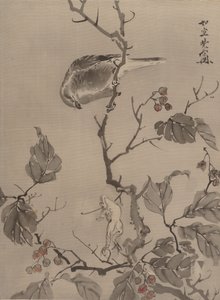 Oiseau et grenouille, vers 1887 - Kawanabe Kyosai