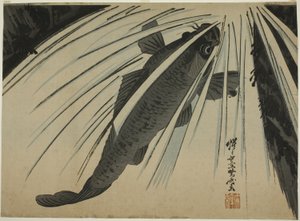 Chutes ascendantes de la carpe - Kawanabe Kyosai