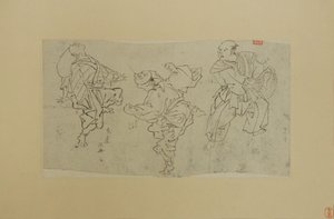 Trois danseurs de Kyogen, fin du 19e siècle - Kawanabe Kyosai