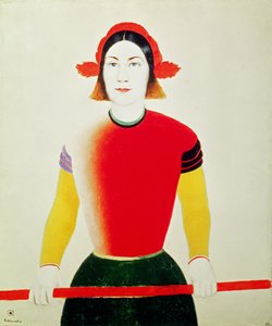 Fille avec une perche