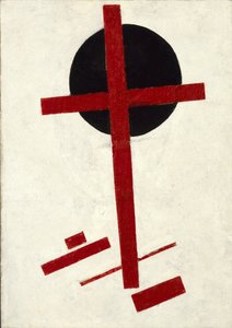 Suprématisme mystique (croix noire sur ovale rouge)