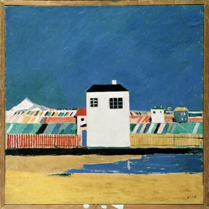 Paysage avec une maison blanche - Kazimir Severinovich Malevich
