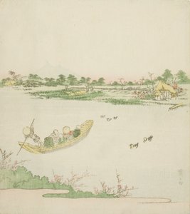 Un bac traversant la rivière Sumida - Keisai Eisen