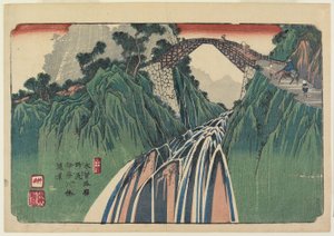 No. 41, Nojiri : Vue lointaine du pont de la rivière Ina, 1835-38 - Keisai Eisen