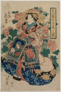 La Courtisane Hanamurasaki de Tsuchiya (de la série Beautés dans leurs Atours au Milieu des Fleurs de Mauve) - Keisai Eisen