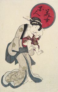 Femme tenant un bébé - Keisai Eisen