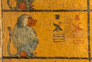 Babouin, peinture murale dans la tombe du roi Toutankhamon; KV52, Vallée des Rois, Thèbes, 2003 (photo) - Kenneth Garrett