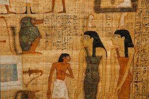 Déesse Maat peinte sur papyrus funéraire - Kenneth Garrett