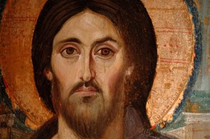 Peinture de Jésus en style copte, Musée du monastère Sainte-Catherine, le plus ancien contin..., VIe siècle après J.-C. (peinture)