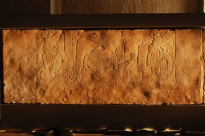 Banc du trône du Temple 19, Palenque, Mexique, sculpture d