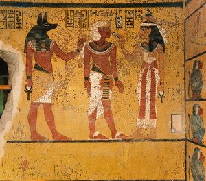 Peinture murale dans la tombe du roi Toutankhamon; Égypte; Nouvel Empire; Toutankhamon; Vallée des Rois