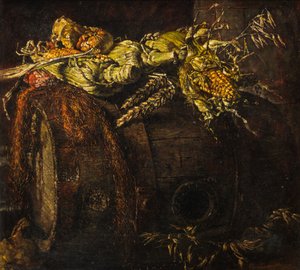 Vieux tonneau et épis de maïs - Kenneth Newton