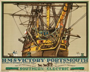 H.M.S. Victory, Portsmouth, affiche publicitaire pour Southern Electric Railways - Kenneth Shoesmith