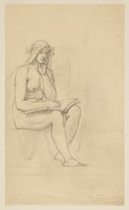Étude de nu pour "La Vie Contemplative" pour la lunette du bâtiment administratif, Oberlin College, Oberlin, OH - Kenyon Cox