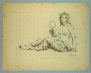 Étude nue de "Comédie" pour bandeau - Kenyon Cox
