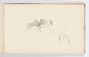 Page de carnet de croquis : Vaches broutant