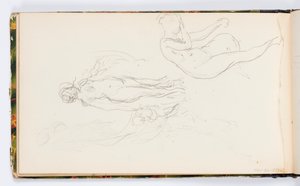 Page de carnet de croquis : Deux figures féminines nues