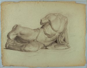 Étude de sculpture de nu masculin allongé
